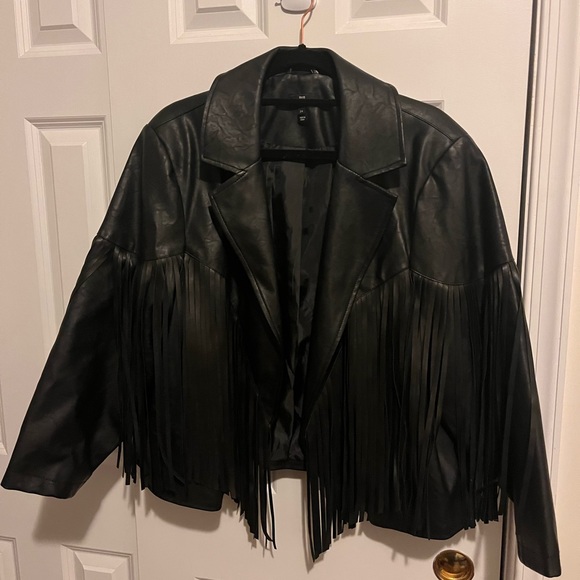 River Island Faux Leather Fringe Crop Jacket